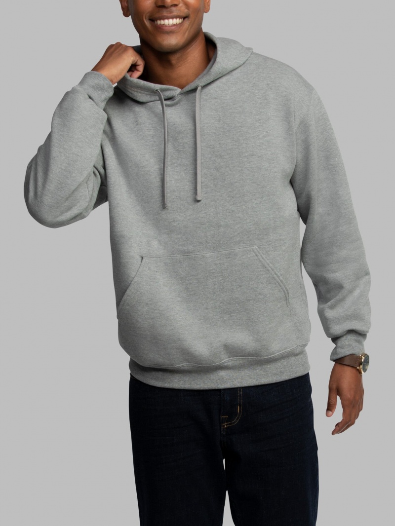 Men's Fruit Of The Loom EverSoft® Fleece Pullover Hoodie Grey | PRW942018