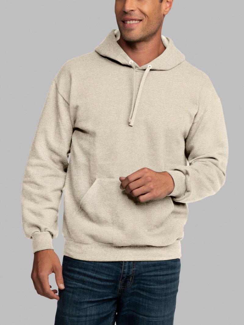 Men's Fruit Of The Loom EverSoft® Fleece Pullover Hoodie Khaki | EHD167054