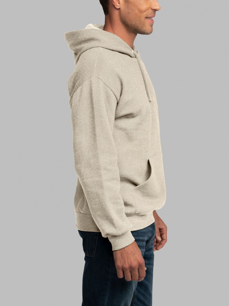 Men's Fruit Of The Loom EverSoft® Fleece Pullover Hoodie Khaki | EHD167054