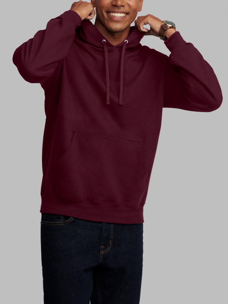 Men's Fruit Of The Loom EverSoft® Fleece Pullover Hoodie Maroon | UTC902741