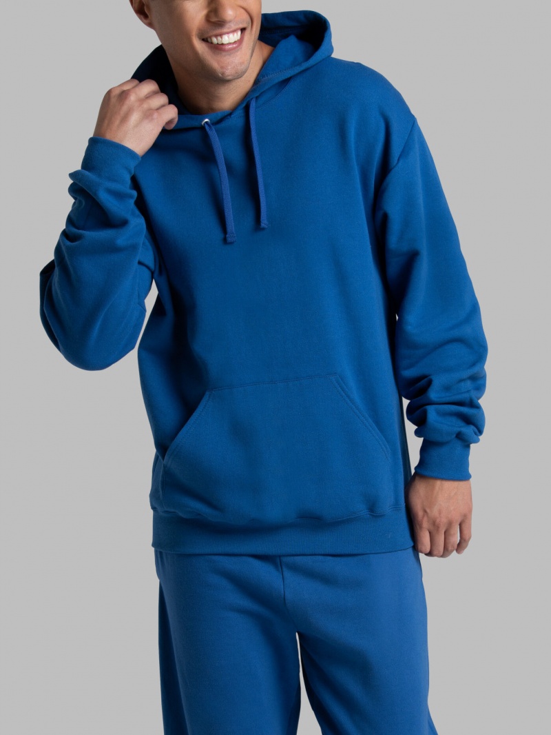 Men's Fruit Of The Loom EverSoft® Fleece Pullover Hoodie Mel Blue | SVA748592