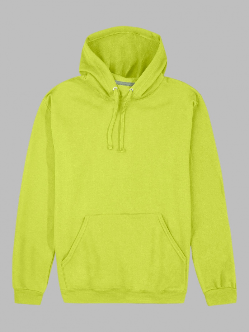 Men's Fruit Of The Loom EverSoft® Fleece Pullover Hoodie Safety Green | RFP318629