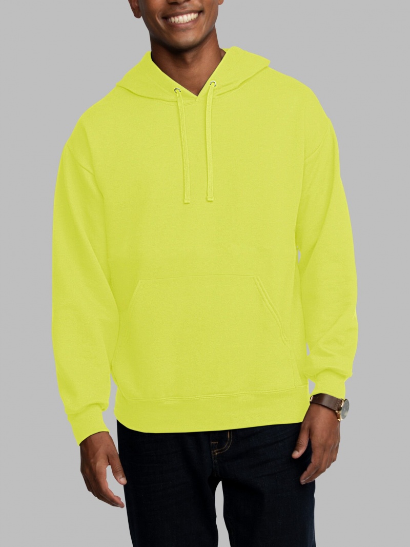 Men's Fruit Of The Loom EverSoft® Fleece Pullover Hoodie Safety Green | RFP318629