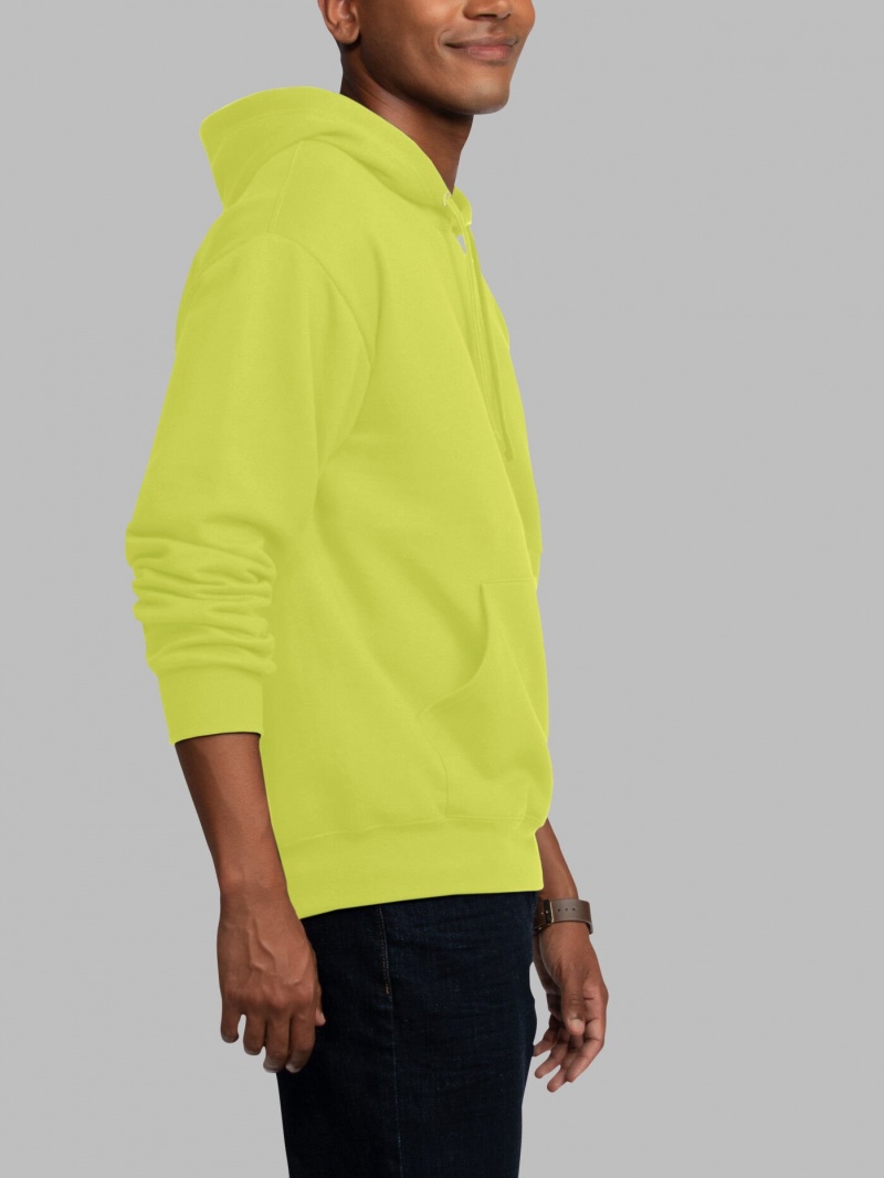 Men's Fruit Of The Loom EverSoft® Fleece Pullover Hoodie Safety Green | RFP318629