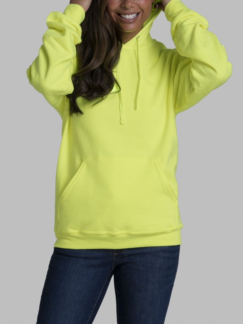 Men's Fruit Of The Loom EverSoft® Fleece Pullover Hoodie Safety Green | RFP318629