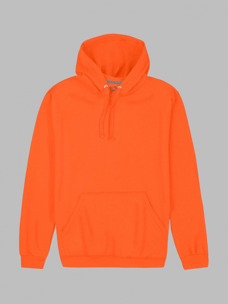 Men's Fruit Of The Loom EverSoft® Fleece Pullover Hoodie Safety Orange | XAN687139