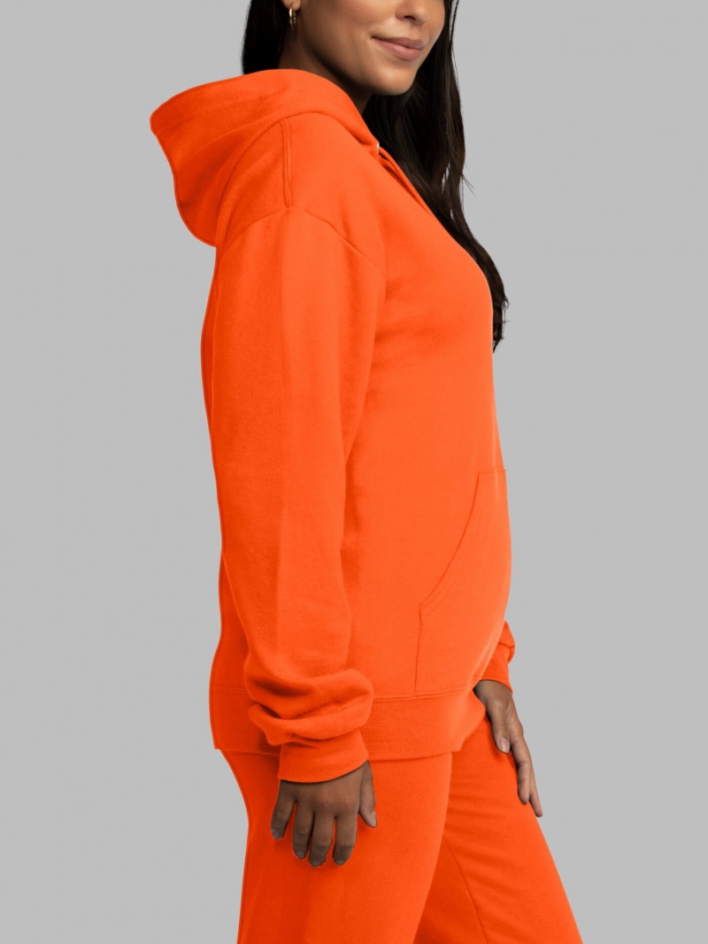 Men's Fruit Of The Loom EverSoft® Fleece Pullover Hoodie Safety Orange | XAN687139