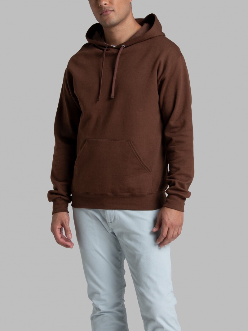 Men's Fruit Of The Loom EverSoft® Fleece Pullover Hoodie Warm Mocha | ZSO351604