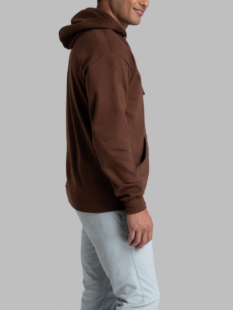 Men's Fruit Of The Loom EverSoft® Fleece Pullover Hoodie Warm Mocha | ZSO351604