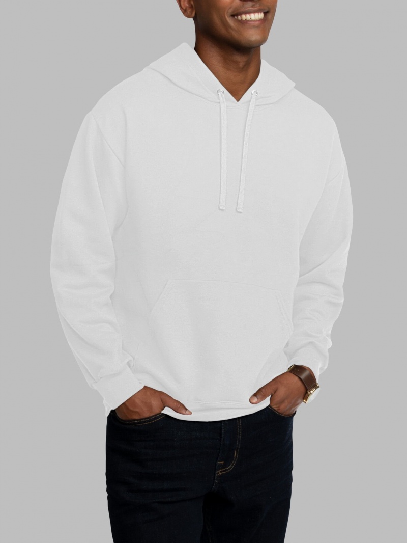 Men's Fruit Of The Loom EverSoft® Fleece Pullover Hoodie White | LKV246081