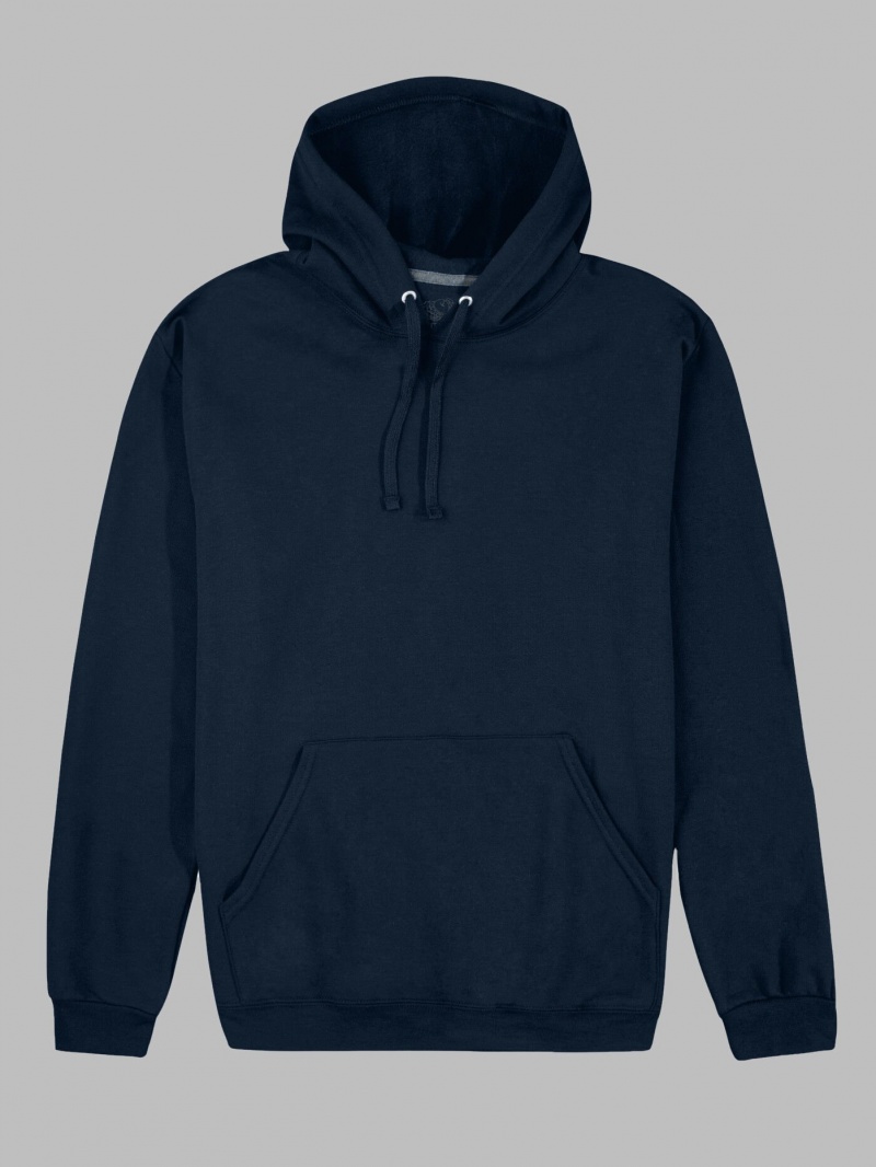 Men's Fruit Of The Loom EverSoft® Fleece Pullover, Extended Sizes Sweatshirt Navy | BPW937586