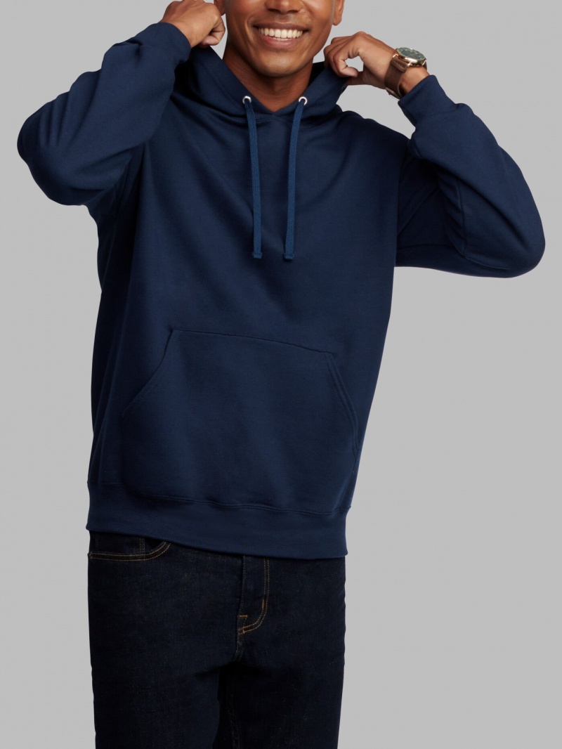 Men's Fruit Of The Loom EverSoft® Fleece Pullover, Extended Sizes Sweatshirt Navy | BPW937586