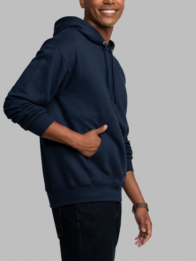 Men's Fruit Of The Loom EverSoft® Fleece Pullover, Extended Sizes Sweatshirt Navy | BPW937586