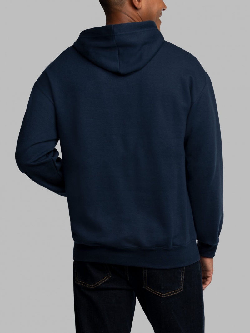 Men's Fruit Of The Loom EverSoft® Fleece Pullover, Extended Sizes Sweatshirt Navy | BPW937586