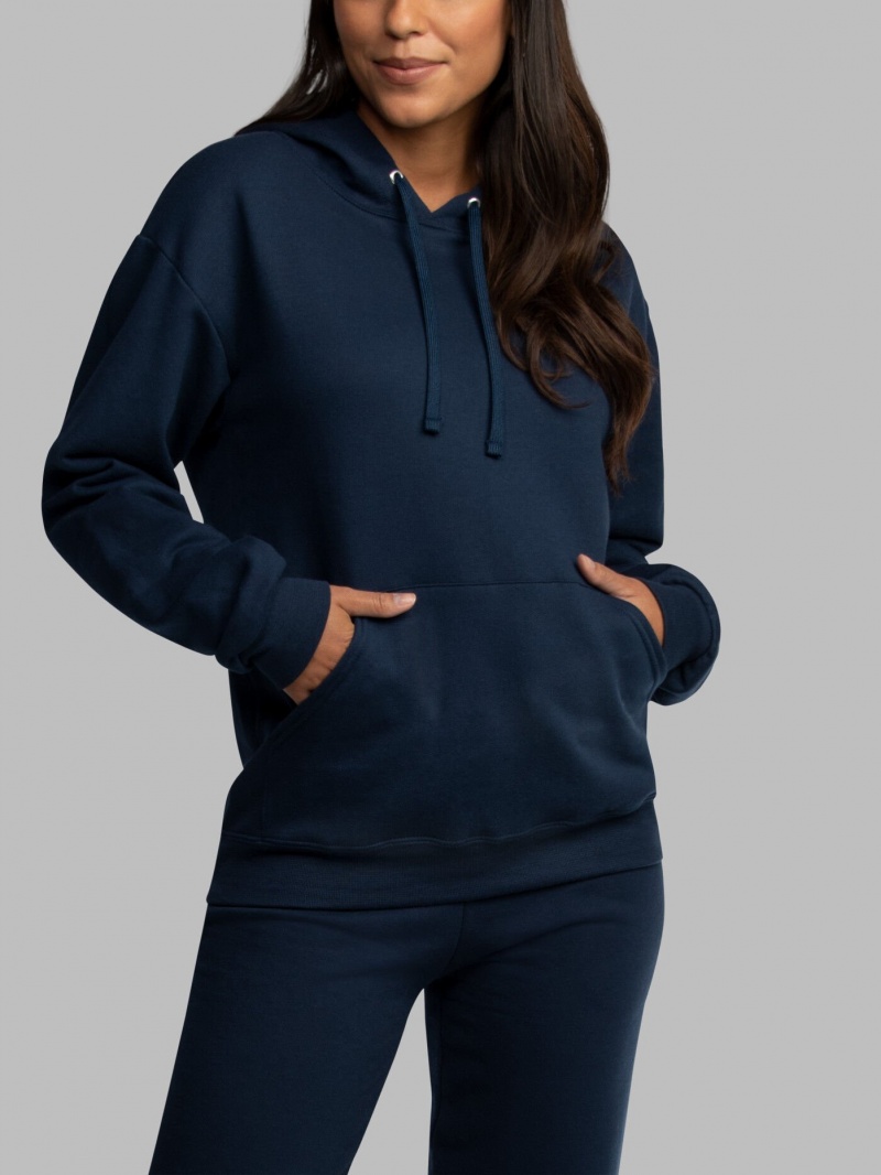 Men's Fruit Of The Loom EverSoft® Fleece Pullover, Extended Sizes Sweatshirt Navy | BPW937586