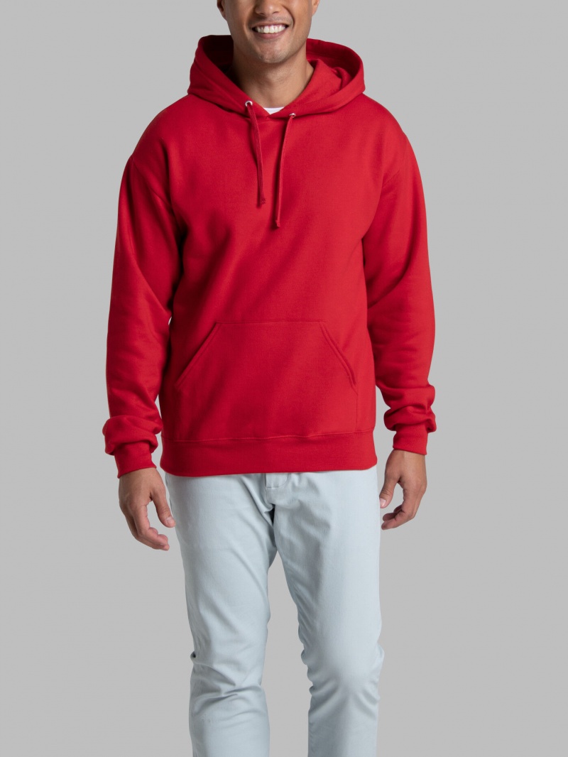 Men's Fruit Of The Loom EverSoft® Fleece Pullover, Extended Sizes Sweatshirt True Red | ONA284397