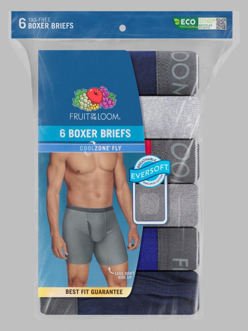 Men's Fruit Of The Loom Eversoft® CoolZone® Fly, Extended Size, 6 Pack Boxer Briefs Assorted | HBR168025