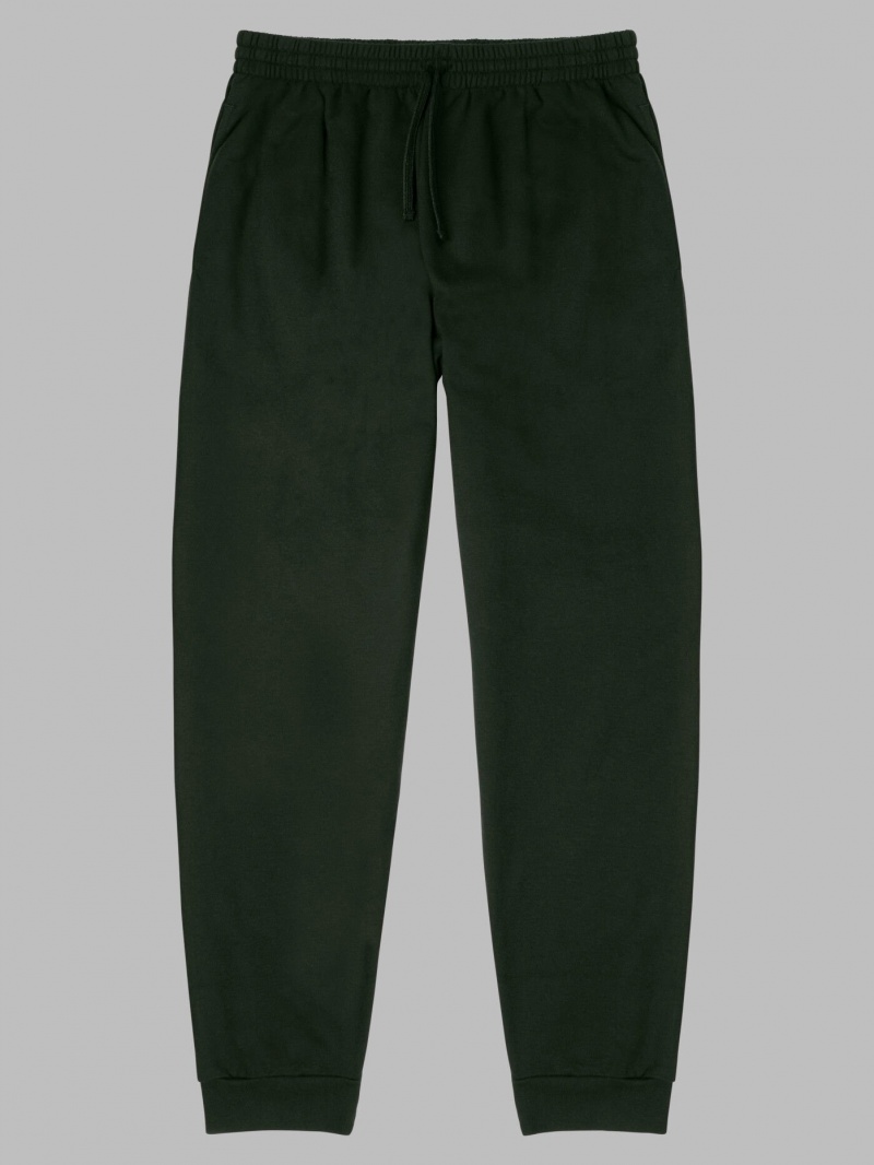 Men's Fruit Of The Loom Eversoft® Fleece Jogger Sweatpants Duffle Bag Green | HJN143678