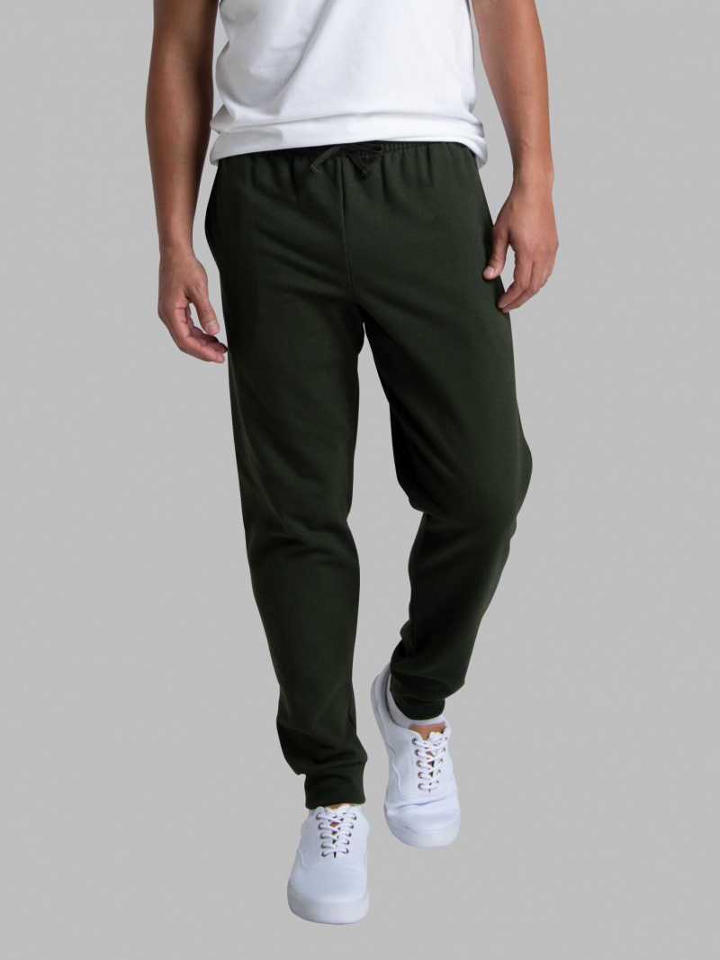 Men's Fruit Of The Loom Eversoft® Fleece Jogger Sweatpants Duffle Bag Green | HJN143678