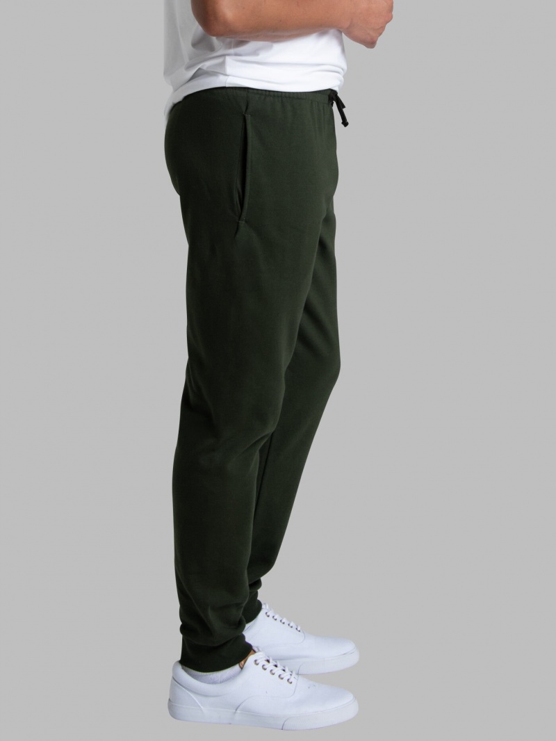 Men's Fruit Of The Loom Eversoft® Fleece Jogger Sweatpants Duffle Bag Green | HJN143678