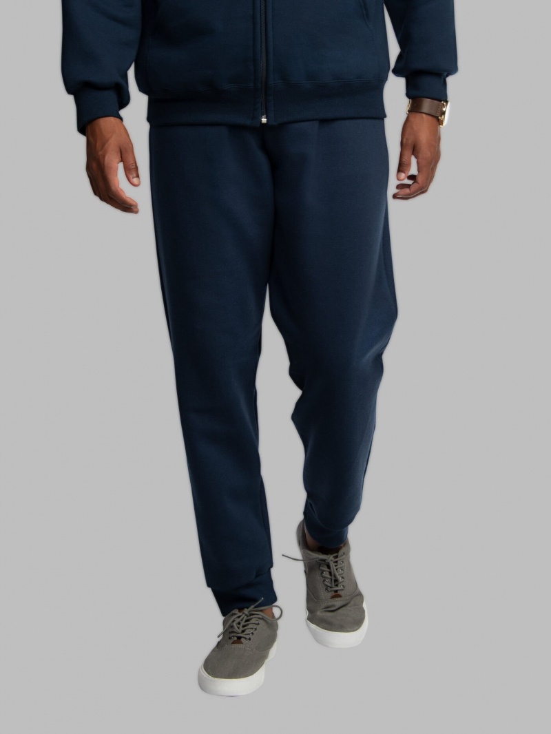 Men's Fruit Of The Loom Eversoft® Fleece Jogger Sweatpants Navy | YIW759328