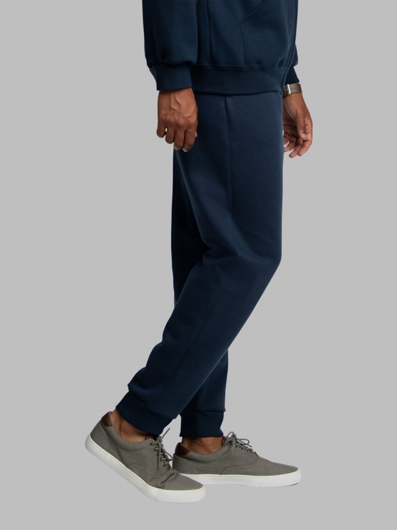 Men's Fruit Of The Loom Eversoft® Fleece Jogger Sweatpants Navy | YIW759328