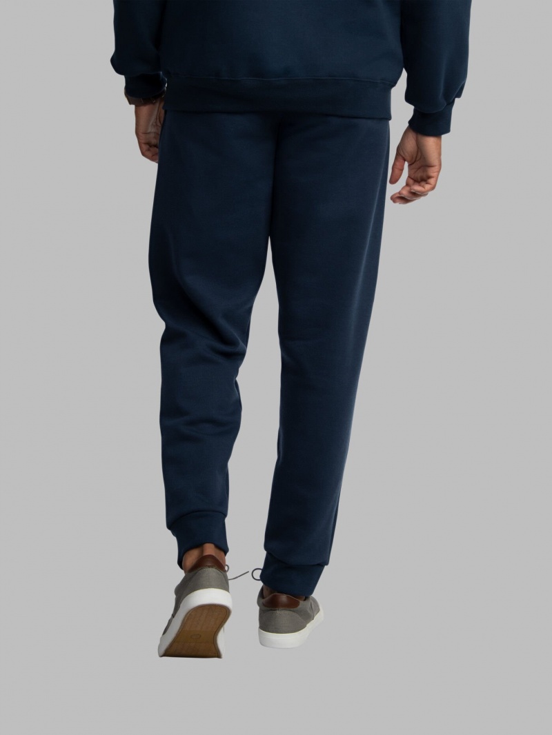 Men's Fruit Of The Loom Eversoft® Fleece Jogger Sweatpants Navy | YIW759328