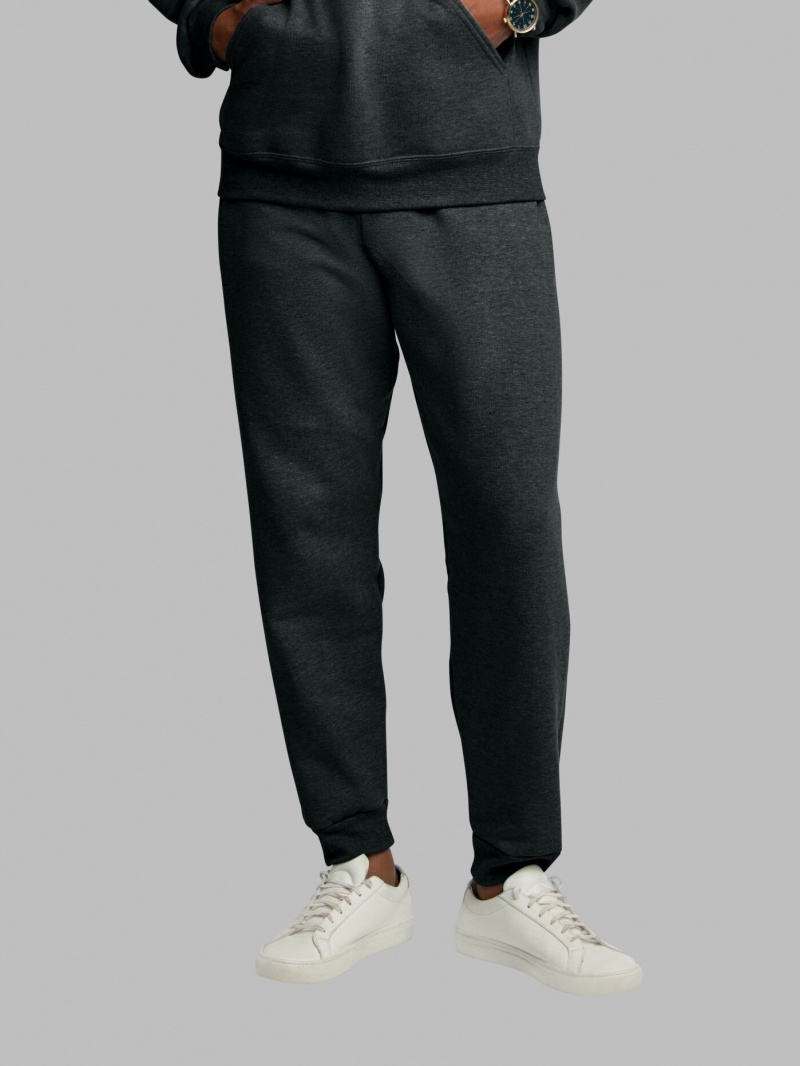 Men's Fruit Of The Loom Eversoft® Fleece Jogger Sweatpants Black | IPE368405