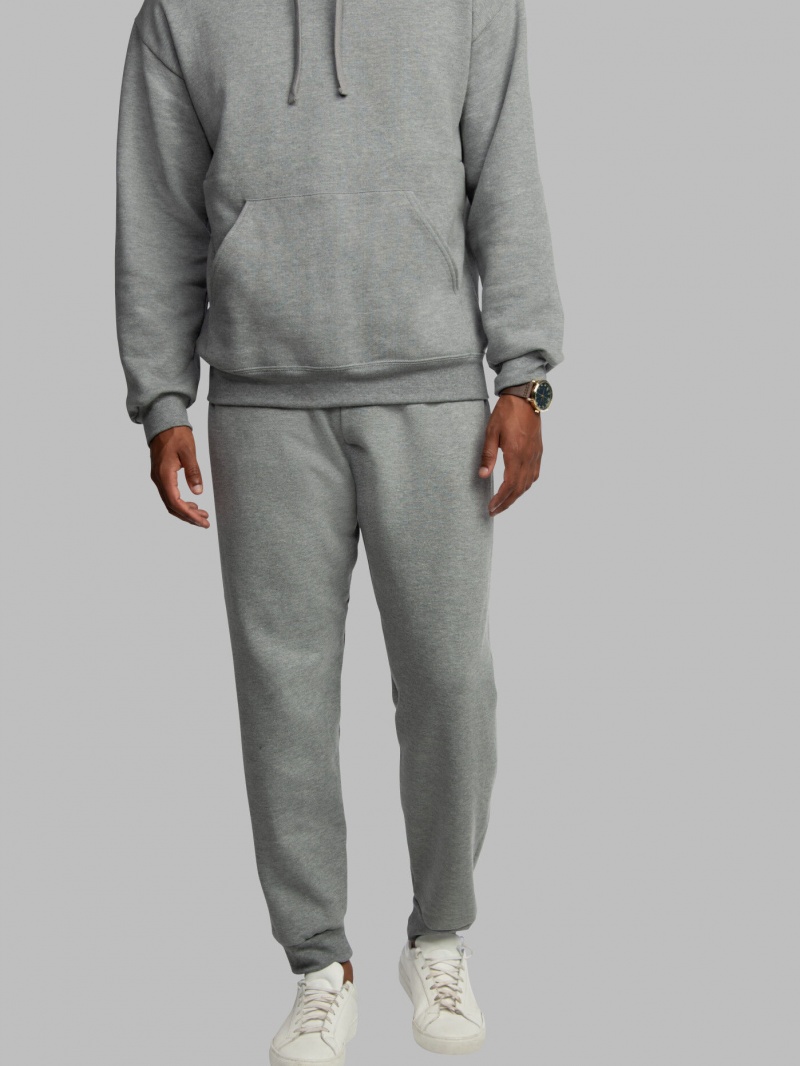 Men\'s Fruit Of The Loom Eversoft® Fleece Jogger Sweatpants Grey | TVJ792364