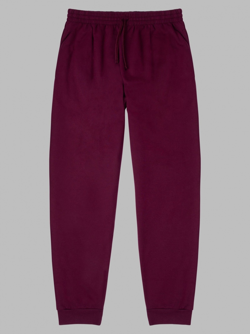 Men's Fruit Of The Loom Eversoft® Fleece Jogger Sweatpants Maroon | VXW978426