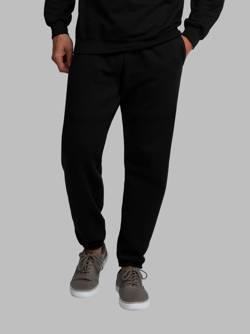 Men's Fruit Of The Loom Eversoft® Fleece Jogger Sweatpants Black | HDT614079