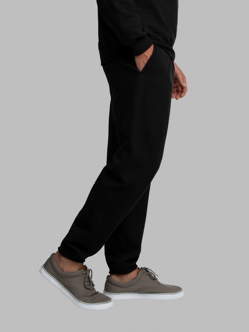 Men's Fruit Of The Loom Eversoft® Fleece Jogger Sweatpants Black | HDT614079