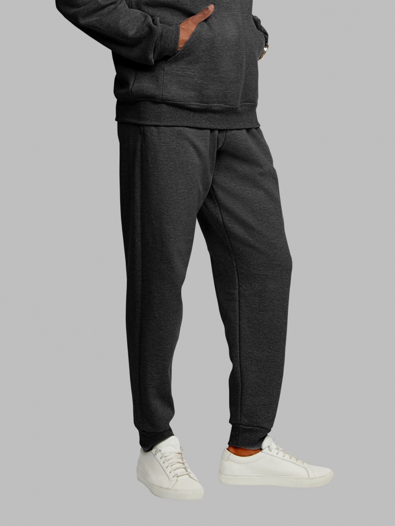 Men's Fruit Of The Loom Eversoft® Fleece Jogger Sweatpants Black | QJX405387