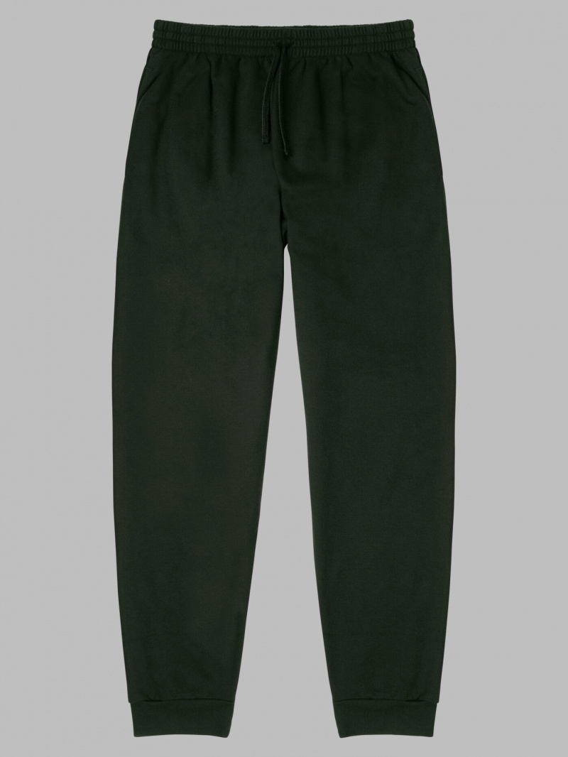 Men's Fruit Of The Loom Eversoft® Fleece Jogger Sweatpants Duffle Bag Green | XDO819405