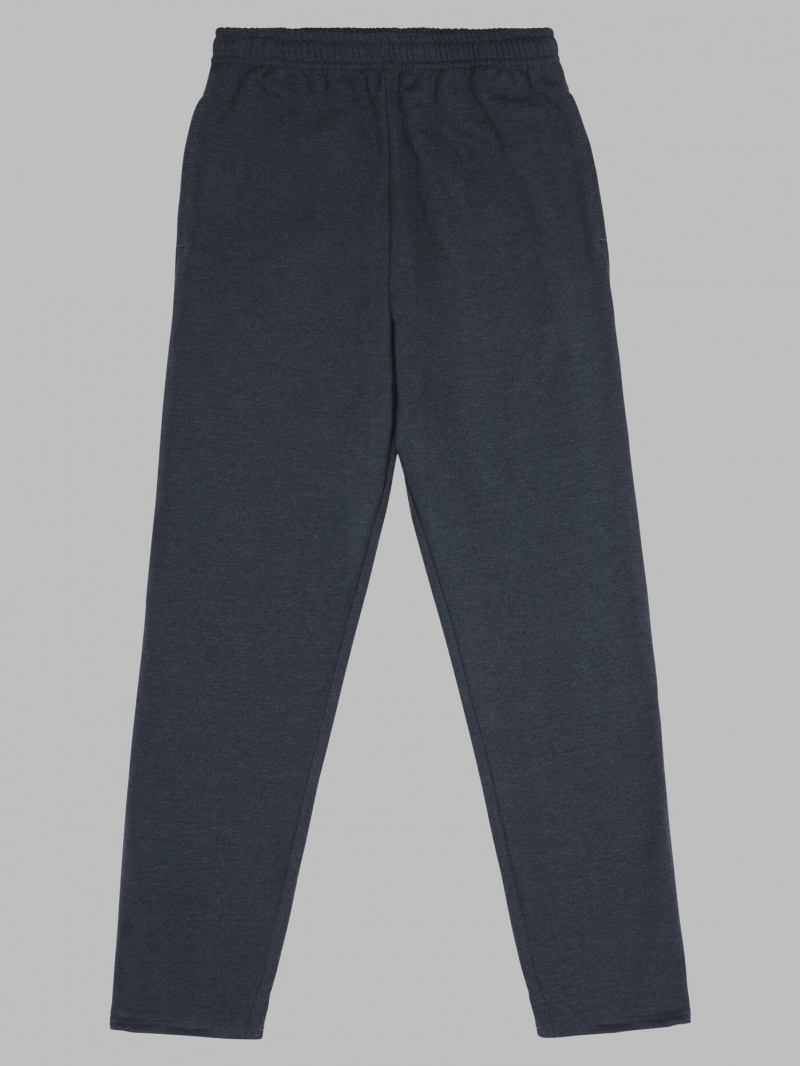 Men's Fruit Of The Loom Eversoft® Fleece Open Bottom Sweatpants Black | HAY568923