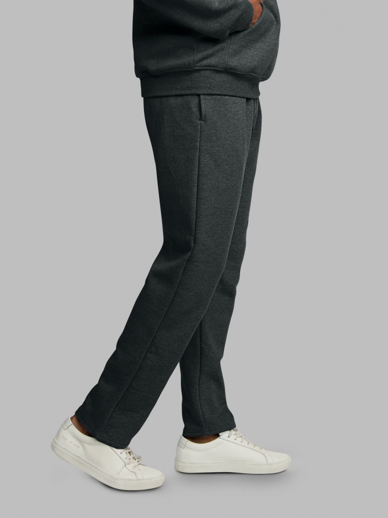 Men's Fruit Of The Loom Eversoft® Fleece Open Bottom Sweatpants Black | HAY568923