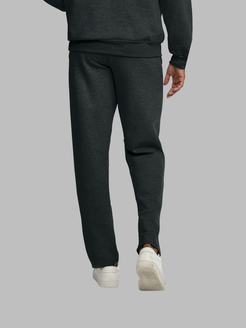 Men's Fruit Of The Loom Eversoft® Fleece Open Bottom Sweatpants Black | HAY568923