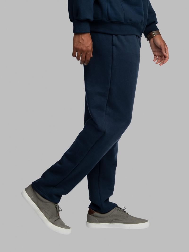 Men's Fruit Of The Loom Eversoft® Fleece Open Bottom Sweatpants Blue Cove | VCW425931