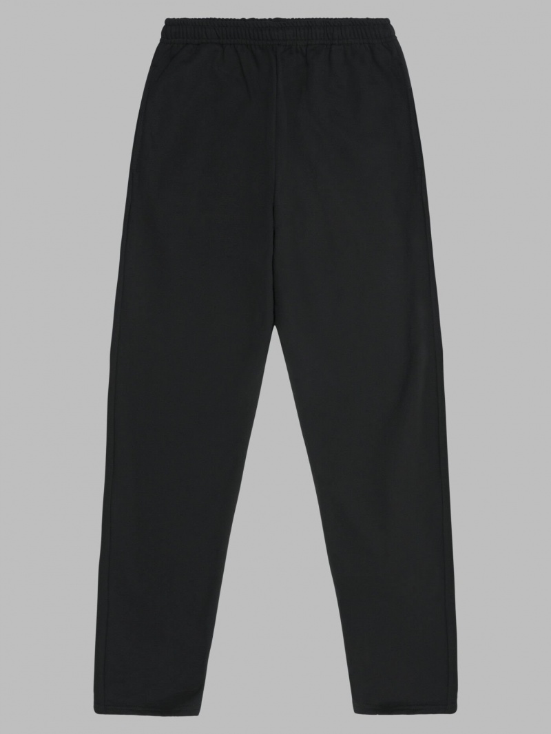 Men's Fruit Of The Loom Eversoft® Fleece Open Bottom Sweatpants Rich Black | NBE536194