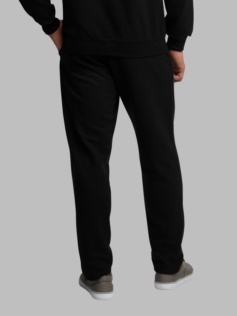 Men's Fruit Of The Loom Eversoft® Fleece Open Bottom Sweatpants Rich Black | NBE536194