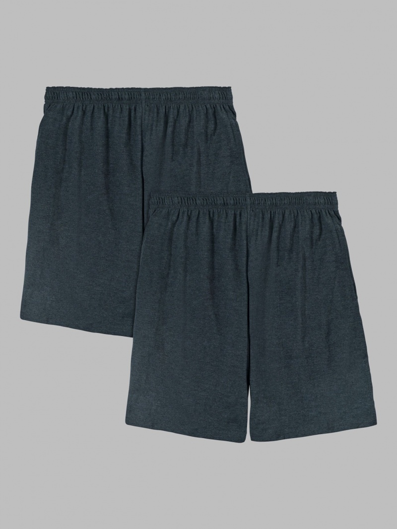 Men's Fruit Of The Loom Eversoft® Jersey Short, 2 Pack Shorts Black | YOT674250