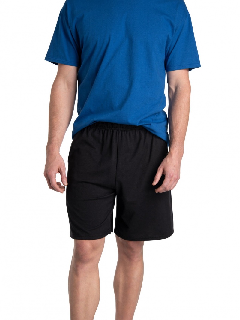 Men's Fruit Of The Loom Eversoft® Jersey Short, 2 Pack Shorts Black Ink | TEV198426