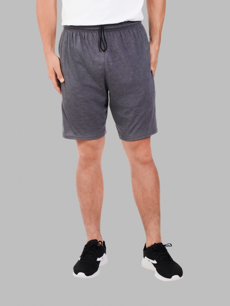 Men's Fruit Of The Loom Eversoft® Jersey Short, 2 Pack Shorts Charcoal | GXE201354