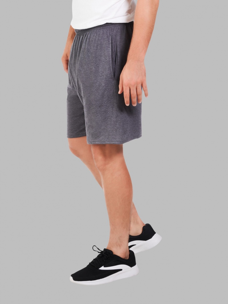 Men's Fruit Of The Loom Eversoft® Jersey Short, 2 Pack Shorts Charcoal | GXE201354