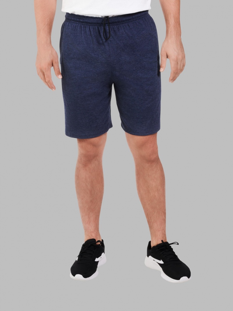 Men's Fruit Of The Loom Eversoft® Jersey Short, 2 Pack Shorts Indigo Ink | DUI683570