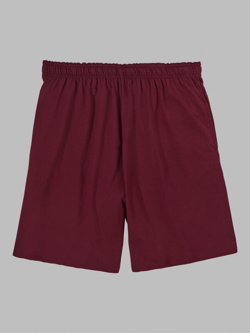 Men's Fruit Of The Loom Eversoft® Jersey Short, 2 Pack Shorts Maroon | NWJ826374