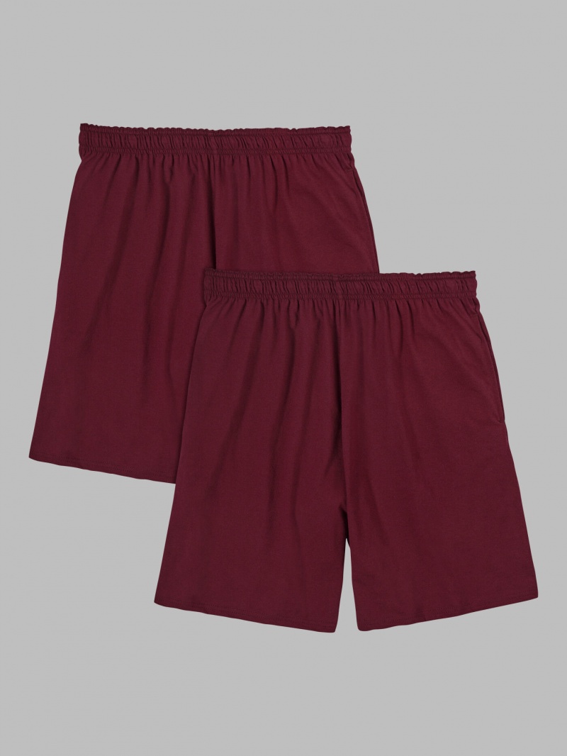 Men's Fruit Of The Loom Eversoft® Jersey Short, Extended Size, 2 Pack Shorts Maroon | TMQ791320