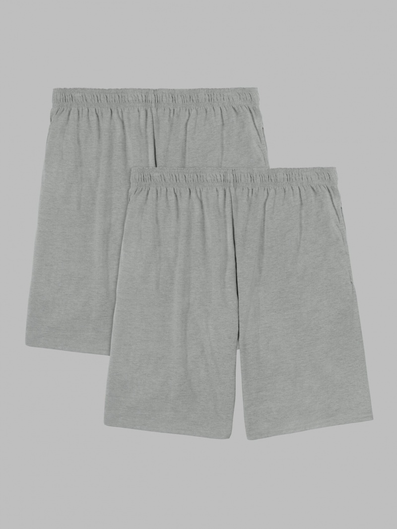 Men's Fruit Of The Loom Eversoft® Jersey Short, Extended Size, 2 Pack Shorts Mnrlgryhtr | EGO578209