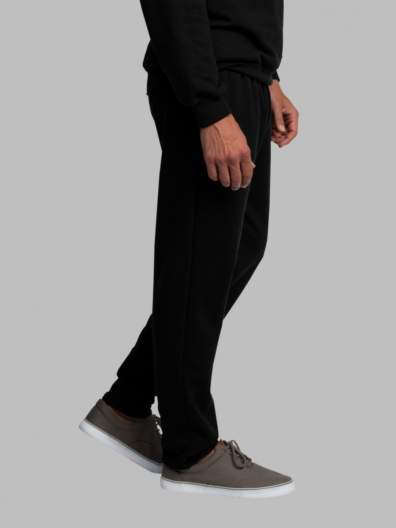 Men's Fruit Of The Loom Eversoft® Open Bottom Sweatpants Rich Black | FZN469750