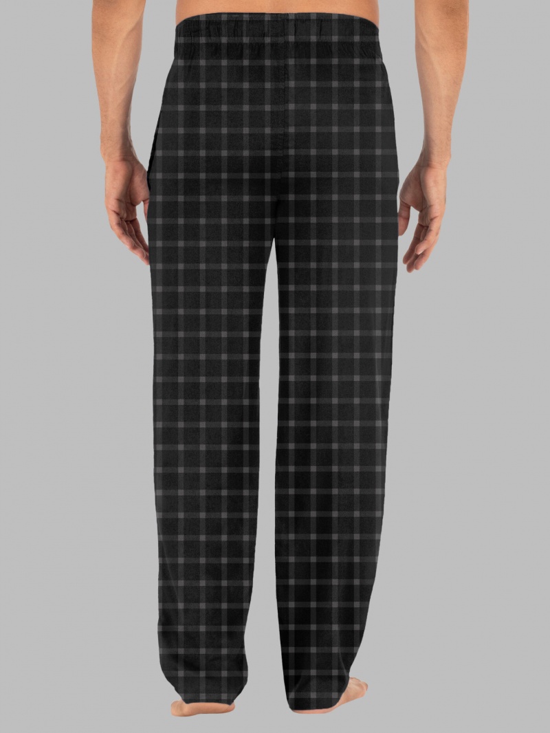 Men's Fruit Of The Loom Fleece Sleep Lounge Pant Sleep Pants Black/Grey | PSI103647